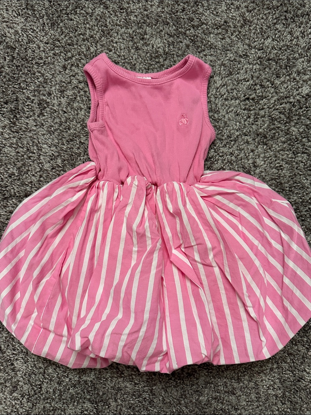 GAP Pink Ribbed Tank Top Dress with Pink & White Striped Skirt